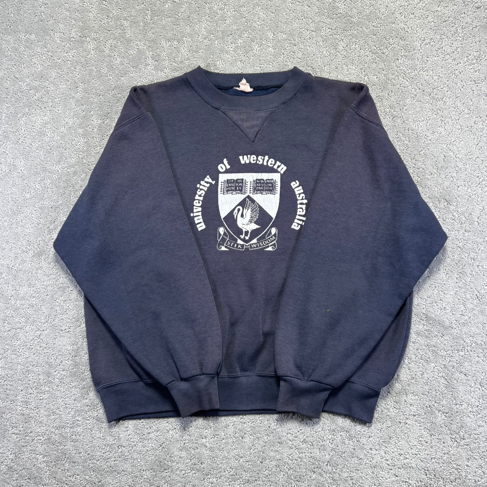 Vintage University Of Western Australia Sweatshirt L? Navy Blue Faded Single V